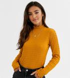 Jdy Smock Long Sleeve Top With High Neck In Mustard