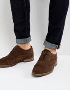 Asos Oxford Shoes In Brown Suede With Binding Detail - Brown