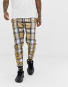Jaded London Joggers In Baroque Check Print - Beige