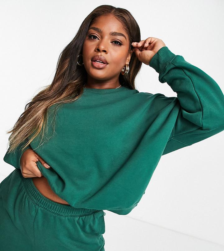 Cotton: On Curve Sweatshirt In Green - Part Of A Set