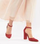 Truffle Collection Pointed Block Heels - Red