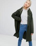 Weekday Cocoon Coat With Pockets - Green