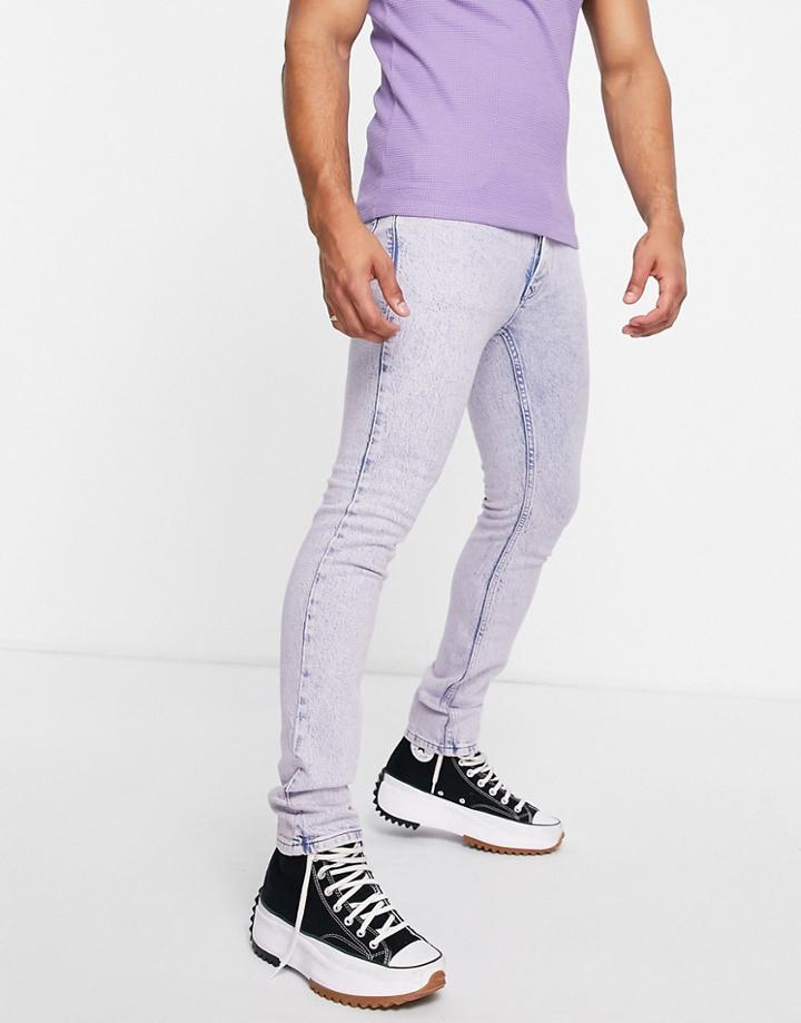 Topman Stretch Skinny Jeans In Pink Overdye-purple
