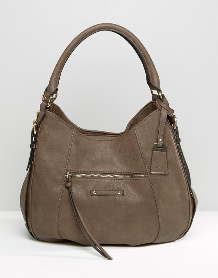Aldo Hobo Shoulder Bag With Buckle Detail - Gray