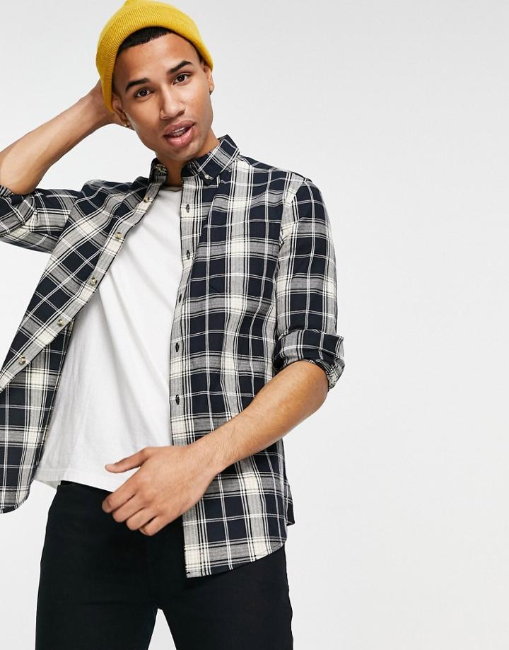 Asos Design Skinny Fit Shirt In Black Check