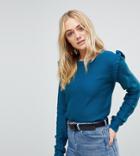 Brave Soul Tall Sweater With Shoulder Frill - Green
