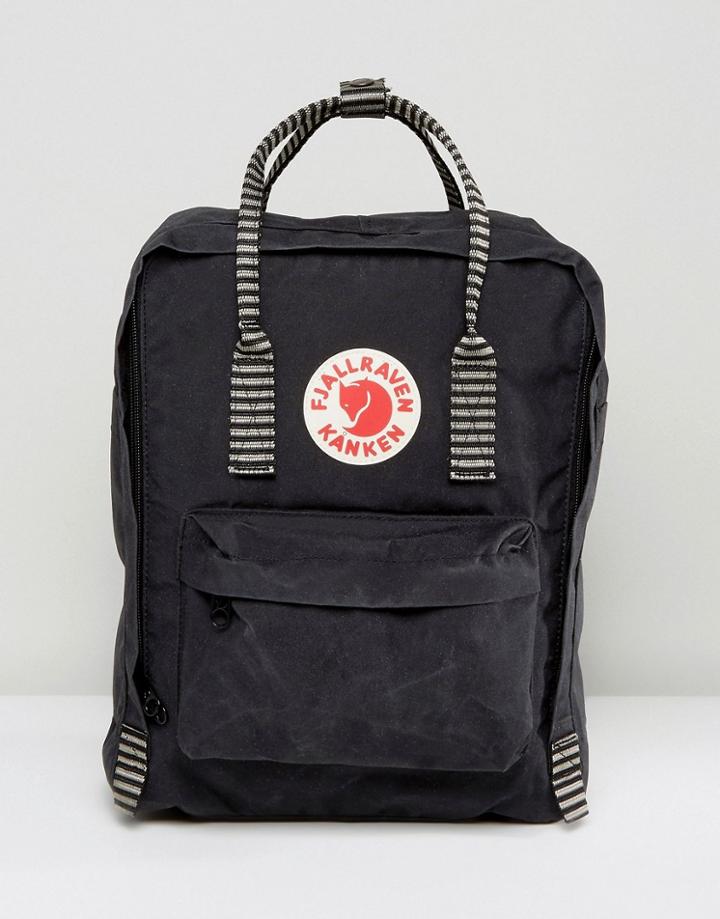 Fjallraven Kanken Backpack In Black With Striped Straps 16l - Black