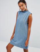 Waven Ditte Denim High Neck Shift Dress - Blue