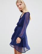 Madame Rage Cross Over Front Skater Dress - Navy