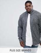 Duke Plus Cardigan In Twisted Charcoal - Black