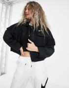 Nike Essential Crop Oversized Woven Field Jacket In Black