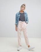 Asos Design Woven Peg Pants With Obi Tie - Pink