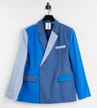 Collusion Unisex Oversized Blazer In Tonal Blue-blues