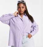 Urban Threads Plus Oversized Gingham Checked Shirt-purple