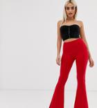 Fashionkilla Petite Flared Pants In Red - Red
