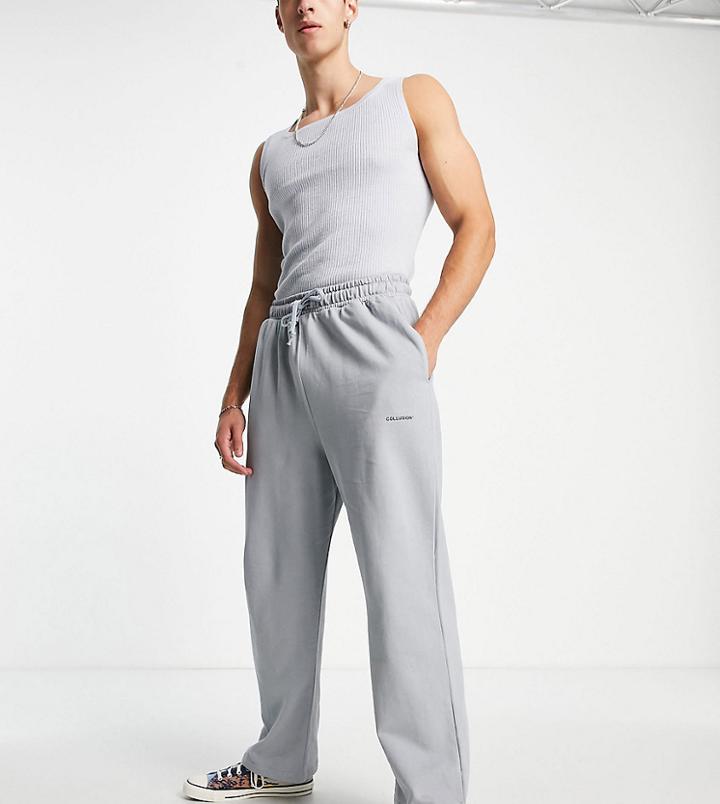 Collusion Wide Leg Sweatpants In Gray - Part Of A Set-grey