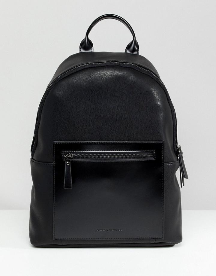 Smih And Canova Leather Backpack Black Contrast - Black