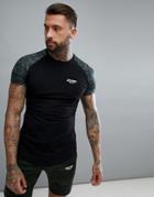 Muscle Monkey Muscle T-shirt In Black With Camo Sleeves - Black