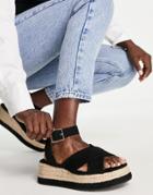 Truffle Collection Chunky Flatform Espadrille In Black
