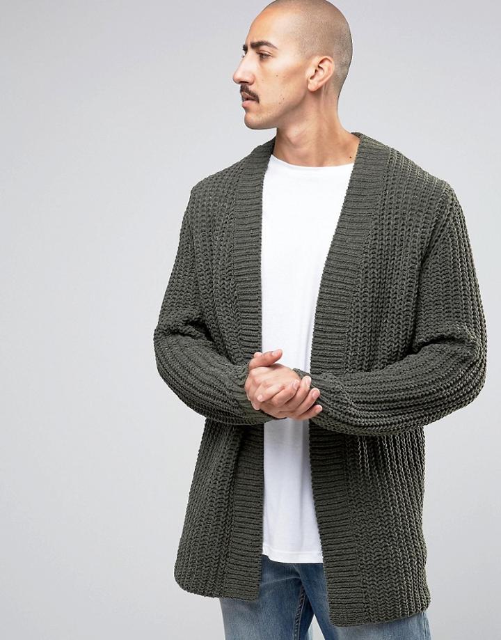 Asos Cardigan In Chenille - Green