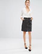 Closet Quilted Zip Front Skirt - Black