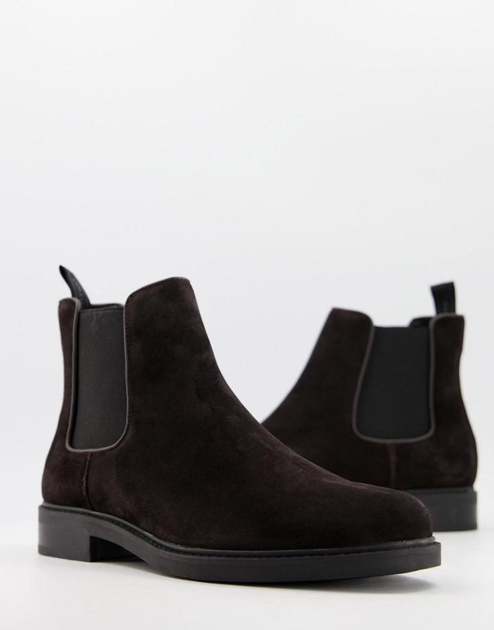 Calvin Klein Fintan Chelsea Boots In Brown Leather