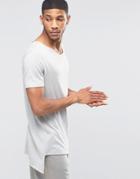 Asos Super Longline T-shirt With Curved V Neck And Pointed Hem - Sable