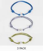 Icon Brand Adjustable 3 Pack Cord Bracelets In Multi