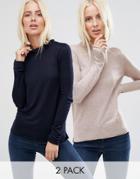 Asos Sweater With Crew Neck In Soft Yarn 2 Pack Save 20%