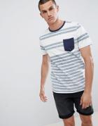 Jack & Jones Originals Stripe T-shirt With Contrast Pocket - Navy