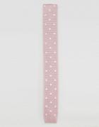 Asos Knitted Tie With Polka Dot In Dusty Pink - Pink