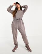 Asos Design Sweats Jumpsuit In Acid Wash-grey