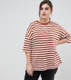 Asos Design Curve T-shirt In Super Oversized Fit In Chunky Stripe - Multi
