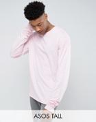 Asos Tall Oversized Long Sleeve T-shirt With Super Long Sleeves In Pink - Pink