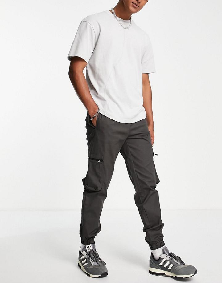 River Island Cargo Pants In Brown-black