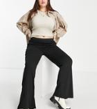 Asos Design Curve Ponte Flare Pant In Black