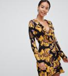 Parisian Tall Floral Wrap Dress With Frill - Multi