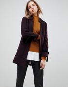Helene Berman Wool And Cashmere Blend Notch Collar Coat With Tie Cuffs - Purple