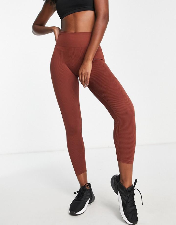 Hoxton Haus Seamless Gym Leggings In Brown