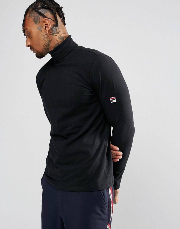 Fila Vintage Long Sleeve Roll Neck T-shirt In Black - Black