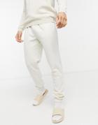 New Look Sweatpants With Nlm Embroidery In Cream-white