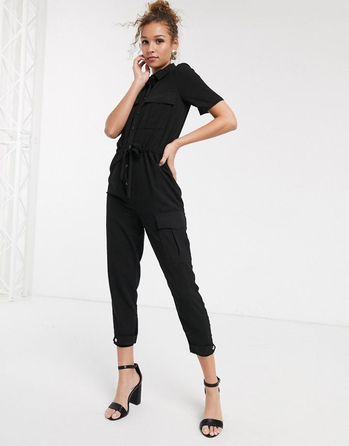 Asos Design Utility Pocket Detail Jumpsuit-black