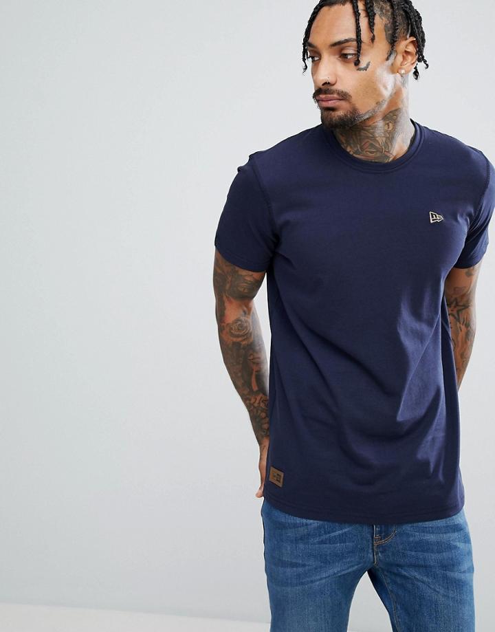 New Era Premium T-shirt With Small Logo In Navy - Navy