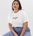 Daisy Street Plus Boyfriend T-shirt With Embroiered Logo-white