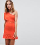 Asos Petite Scuba Bodycon Dress With Flippy Hem - Orange