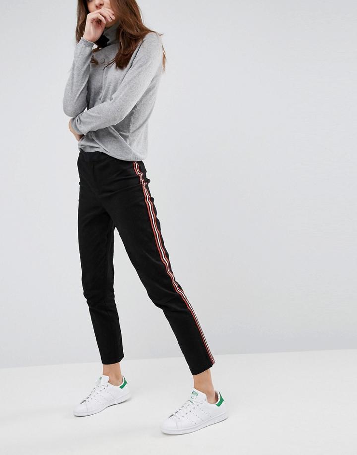 Asos Cigarette Pants With Side Stripe - Black
