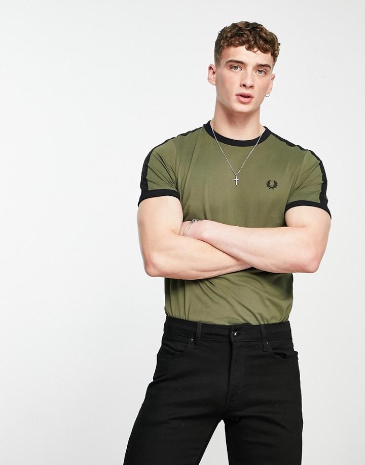 Fred Perry Tonal Ringer T-shirt In Khaki-green