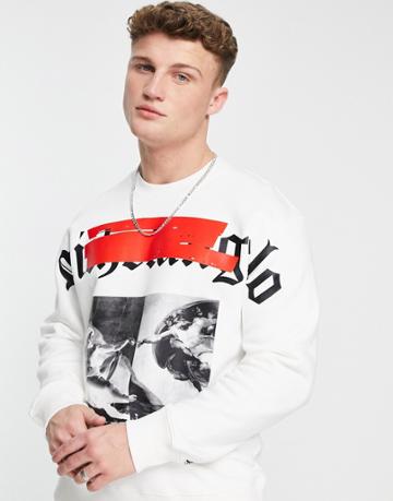 Topman Oversized Apoh Michelangelo Sweatshirt In White