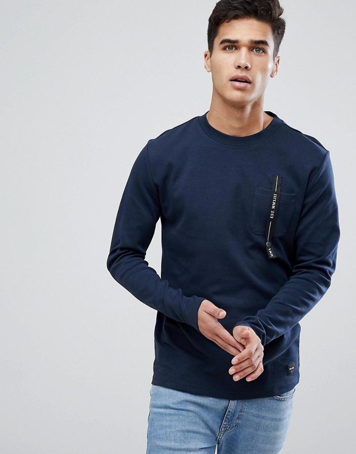 Only & Sons Sweatshirt With Pocket Branding - Navy