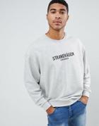 Asos Design Oversized Sweatshirt With Text Print In Gray - Gray